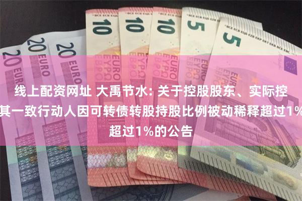 线上配资网址 大禹节水: 关于控股股东、实际控制人及其一致行动人因可转债转股持股比例被动稀释超过1%的公告